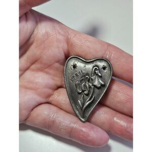 April pewter heart brooch